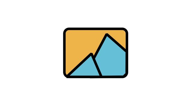 Gallery Image Motion Icons. Animated landscape photo icon representing digital gallery, image file, photography portfolio, and media library storage.