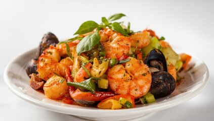 Fototapeta premium Thai spicy seafood salad is a type of food