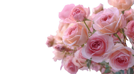 delicate pink roses on black isolated on transparent background