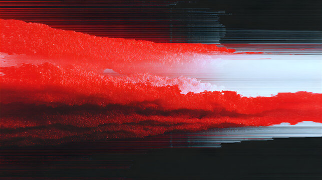 Red and black abstract background with pixel sorting effect. Glitch art texture for digital design. Modern data visualization concept.