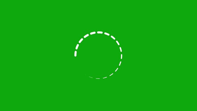 Loading dashed circle animation on green background. Waiting for download motion. spinning load icon 4k video.