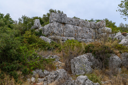 Ancient Mycenaean cyclopean walls at Krani, Kefalonia island, Greece