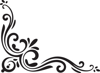 Fototapeta premium Elegant black and white swirl corner design 