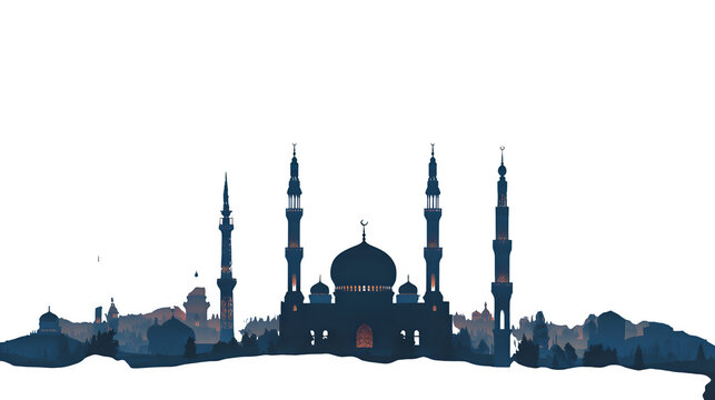 Istanbul skyline at dusk isolated on transparent background