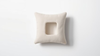 Fototapeta premium White Fabric with a Cut-Out Small Square Pillow