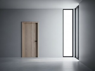 Obraz premium Minimalist interior space with architectural door and natural lighting