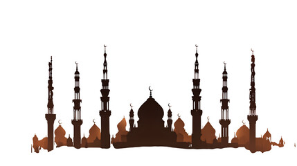 Islamic architecture silhouette isolated on transparent background