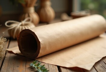 Fototapeta premium Versatile Kraft Paper Wrap Sustainable Packaging for Eco-Conscious Consumers ENGAGING BROWN UNBLEACHED MATERIAL