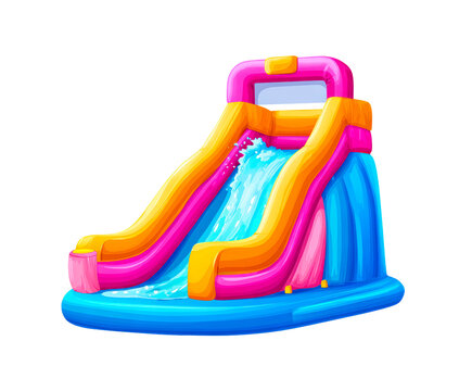 Bright inflatable water slide for summer fun at a backyard party or community event for children and families