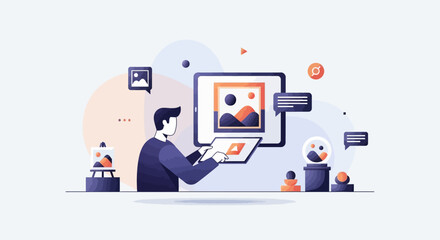 Digital Art Creation A Person Interacting with a Digital Art Display