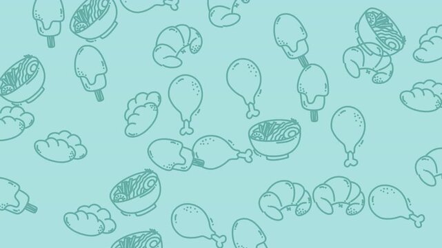 Video pattern of baby booties on blue background.
