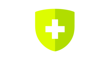 Obraz premium A medical cross icon inside a shield, created using a bright green and yellow gradient