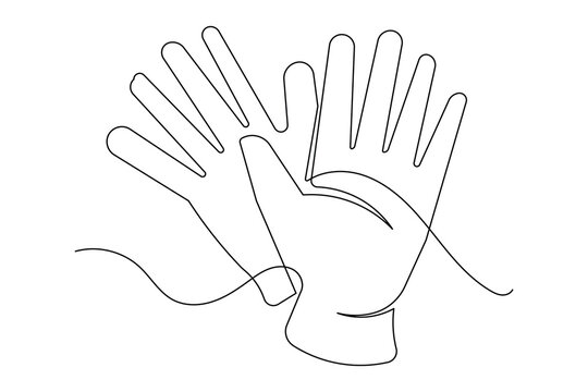 Continuous line drawing of medical gloves minimalist illustration isolated safety art