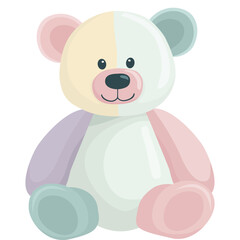 Fototapeta premium Pastel Teddy Bear Plush Toy Isolated, Cute Nursery Stuffed Animal Character For Baby Room Decor