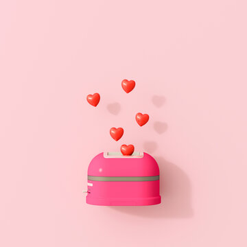 Pink 3d rendering with hearts symbolizing love and togetherness