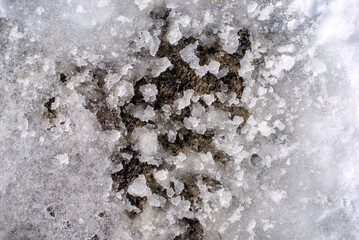 Photo of melting snow and asphalt