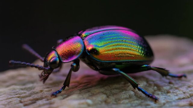 Iridescent beetle on stone