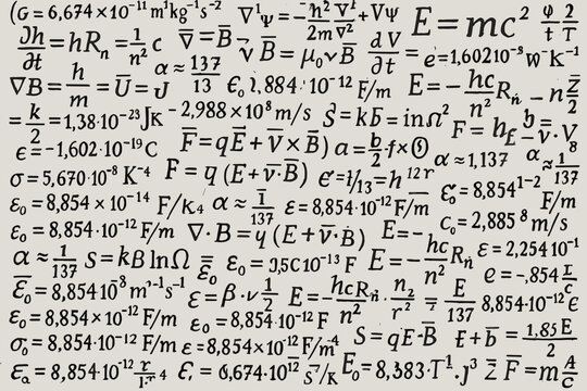 Physics Equations and Fundamental Constants on Blackboard