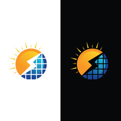electric solar energy logo design