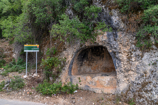 Ancient rock‑cut tomb near Sami, Kefalonia, Greece