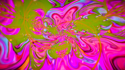 Colorful Fractal Pattern Creates a Swirling Effect With Bright Pink and Green Colors in a Digital Art Setting