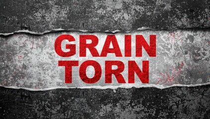 Torn grainy paper patch poster with black, white, and red textured background