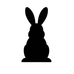 Black rabbit silhouette in different sitting and standing poses, Easter bunny 