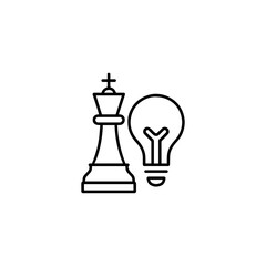 Fototapeta premium Professional vector illustration of a king chess piece combined with a lightbulb designed for strategic planning and educational innovation modules. Clean, scalable, and ready for modern web design.