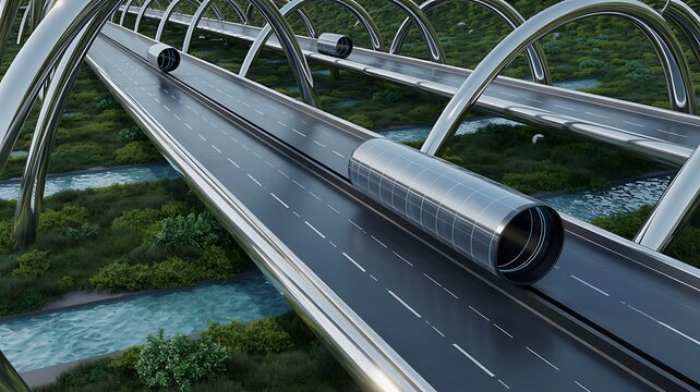 Advanced Hyperloop Technology Connecting Futuristic Transportation Routes Photo