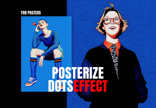 Posterize Dots Poster Photo Effect Mockup