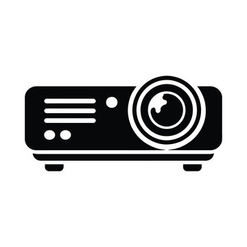 Minimalist projector  Icon Black and White Flat Vector Silhouette
