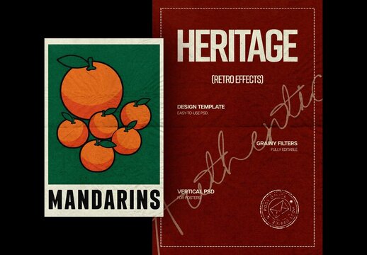 Heritage Retro Poster Design Template Mockup
