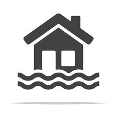 Flooded house icon transparent vector isolated illustration
