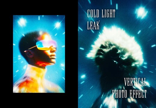 Cold Light Leak Poster Photo Effect Mockup
