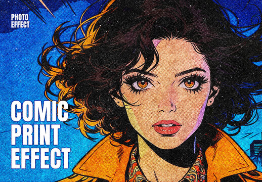 Comic Print Photo Effect Mockup