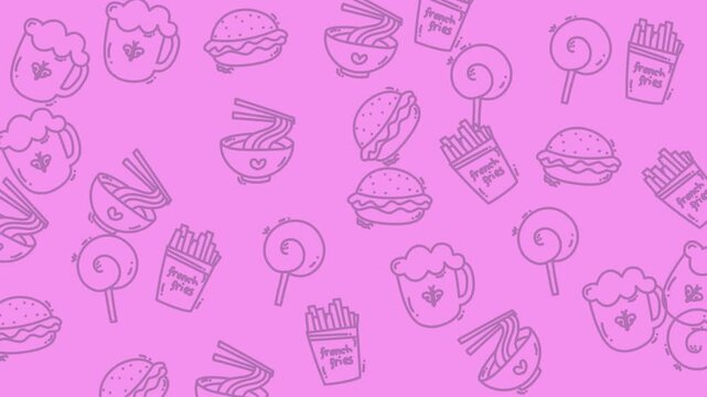 Colorful Pink Doodle Pattern Video Sequence.