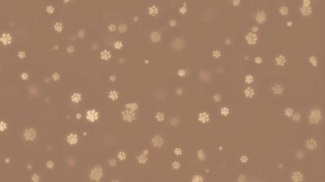 Soft glowing paw prints on a warm brown background. Ideal for pet-themed projects, conveying warmth and affection for animals