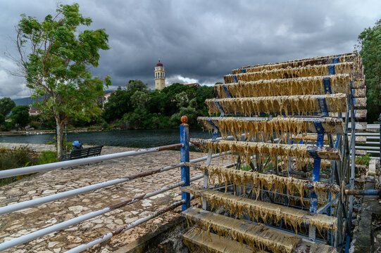 Old Water Wheel at the Karavomylos Sea Mill, Kefalonia, Greece