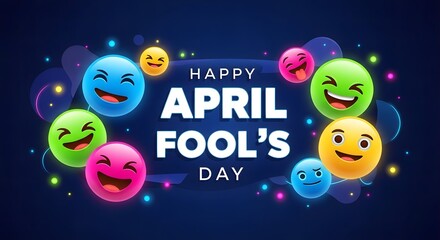 Colorful emojis celebrating april fools day with a festive background
