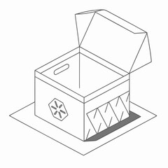 A box with its lid open sitting on a square base