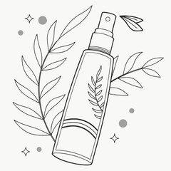 A bottle of spray with leaves and stars