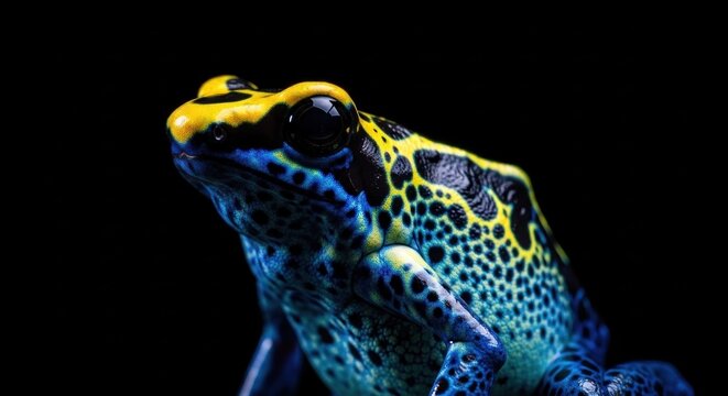 frog on black background