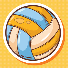Vibrant Hand Drawn Volleyball on Yellow Background Vector Art