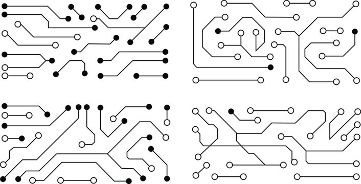 Abstract Circuit Lines Set Vector Technology Connections Collection