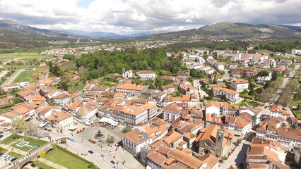 Obraz premium Drone photography of the city of Ponte de Lima in Portugal.