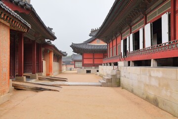 Seoul city landmark in South Korea. Gyeongbokgung Palace complex.