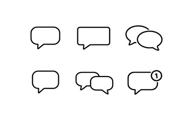 Obraz premium Collection of simple outline speech bubble icons for communication and messaging concepts