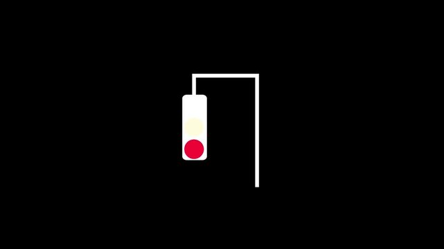 Traffic light changing colors on a pole. animated motion grahpic