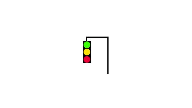 Traffic light changing colors on a pole. animated motion grahpic