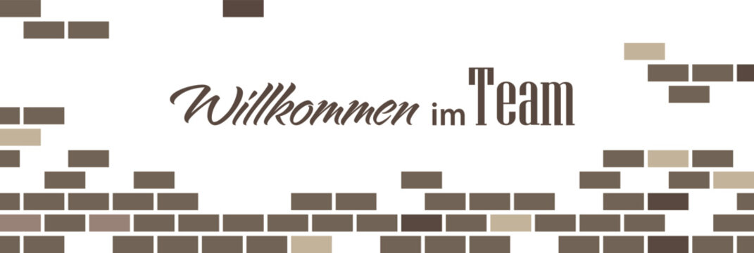 Willkommen im Team text on white background. Welcome to the team in german language.
